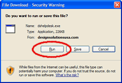 Click RUN to start the Support Gateway Click RUN to start the Support Gateway
